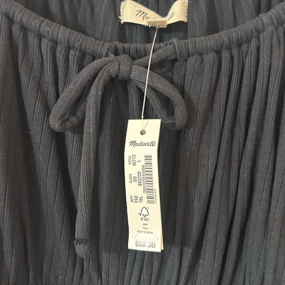 NWT Madewell Ribbed Square-Neck Long-Sleeve Top in Black - Picture 7 of 11